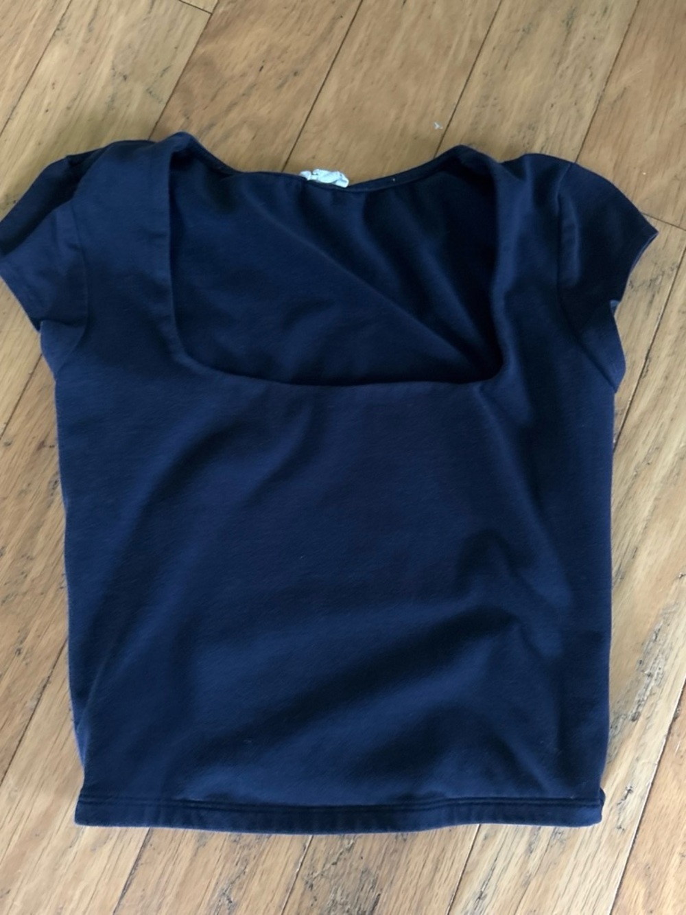 Garage Navy Scoop Neck Cap Sleeve Top